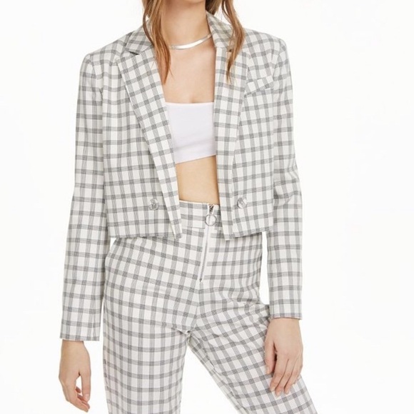 Danielle Bernstein Cropped Plaid Blazer NWT - Picture 4 of 6